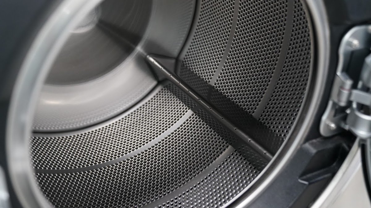 Inside the drum of a clean washer