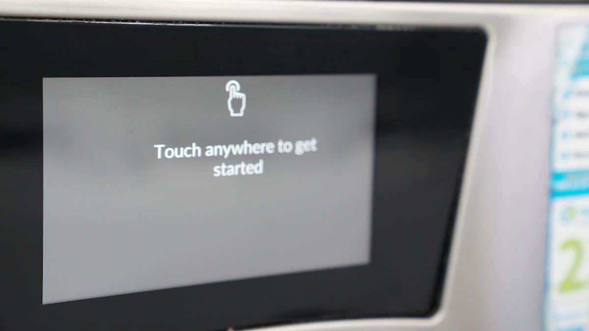 Touchscreen control panel on a washer
